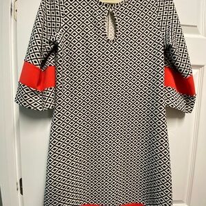 Papillon Blanc Black and White A-line Dress with Bell Sleeves